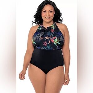 Eco Beach Floral Highneck Swimsuit size 1X